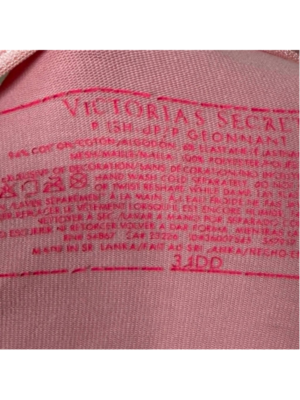 Victoria's Secret Pink Bra Sequin Racerback Push Up Front Close Womens Size 34DD - Picture 4 of 4
